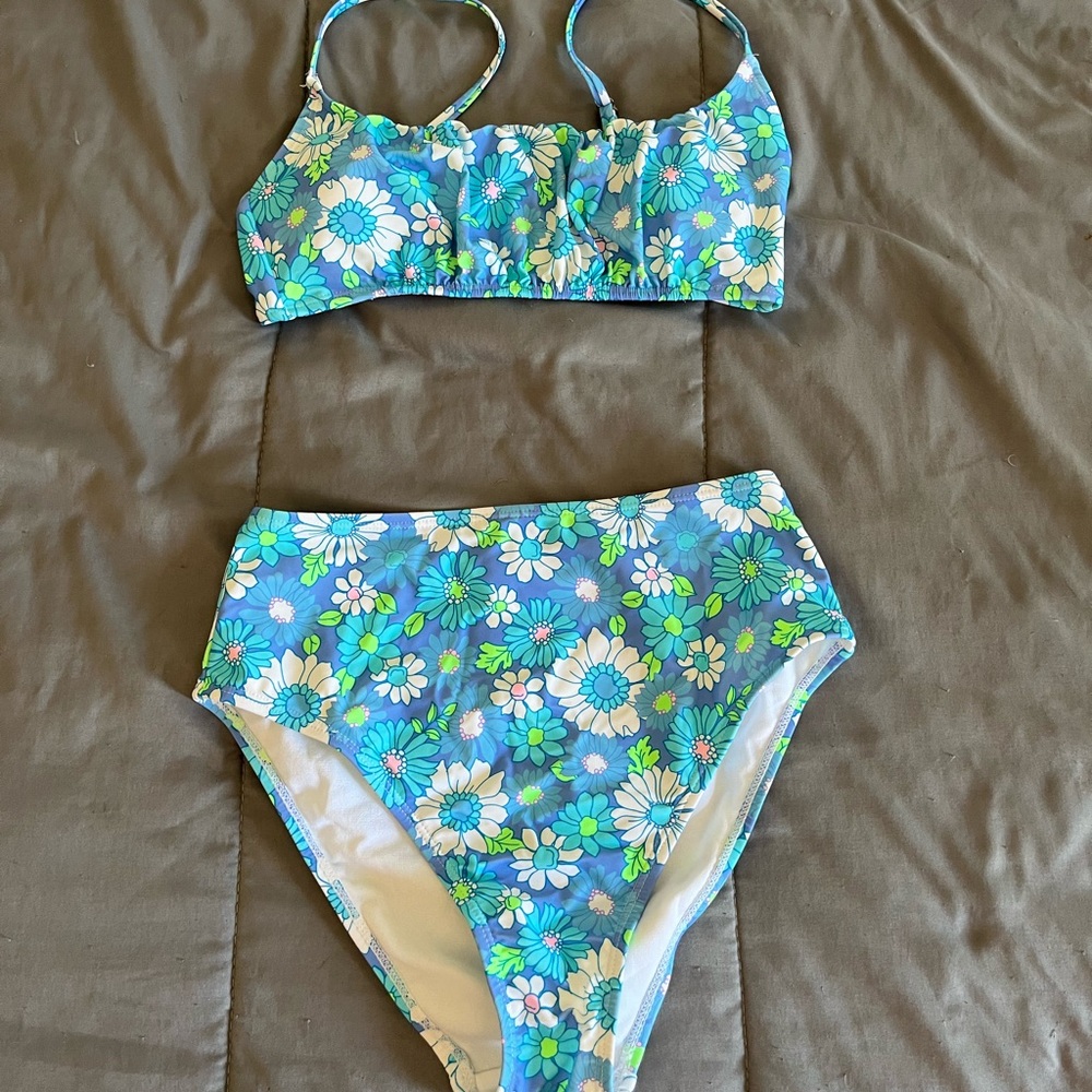 Blue floral swimsuit